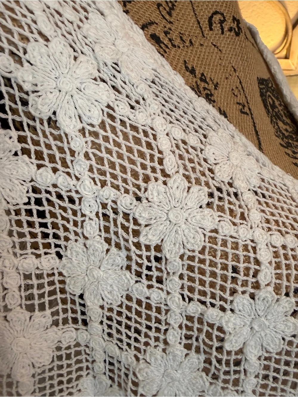 Coco + Carmen White Flower Crochet V-Neck Tunic One Size - Picture 7 of 12